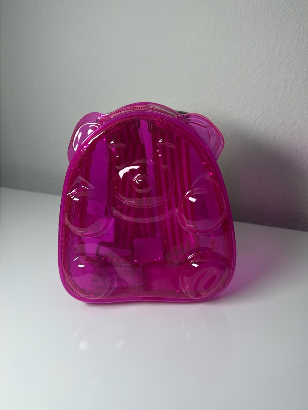 Bath & Body Works Hot Pink Bear-Shaped Clear Pouch